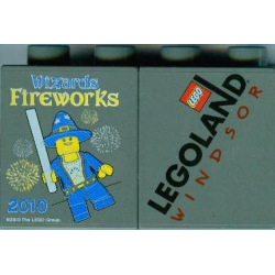 Duplo, Brick 1 x 2 x 2 with Wizards Fireworks 2010 LEGOLAND Windsor Pattern Duplo, Brick 1 x 2 x 2 with Wizards Fireworks 2010 LEGOLAND Windsor Pattern