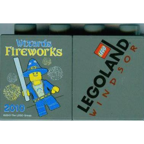 Деталь LEGO 4066pb384 Duplo, Brick 1 x 2 x 2 with Wizards Fireworks 2010 LEGOLAND Windsor Pattern