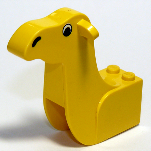 Деталь LEGO 30143px1 Camel Head Brick with Black Eyes and Nostrils Pattern