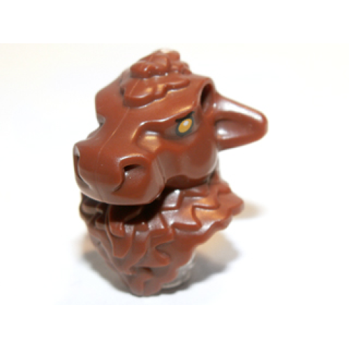 Деталь LEGO 98373pb01 Minifigure, Head, Modified Minotaur with Gold Eyes and Pin Holes Pattern
