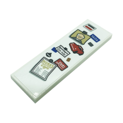Tile 2 x 6 with Magnets, 'YADA', Car, 'Schmoopie 555-7X01', 'MONK'S Cafe' Menu, and Old Man Minifigure Photo Pattern (Sticker) - Set 21328