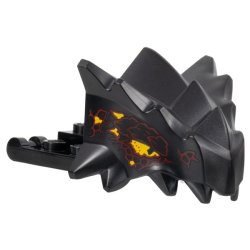 Dragon Head (Ninjago) Jaw with Spikes, 8 Studs and 2 Bar Handles on Back with Bright Light Orange Eyes and Dark Red Scales Pattern Dragon Head (Ninjago) Jaw with Spikes, 8 Studs and 2 Bar Handles on Back with Bright Light Orange Eyes and Dark Red Scales Pattern