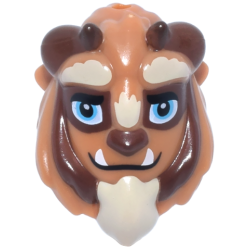 Mini Doll, Headgear Mask Beast, Holes on Top and Back with Reddish Brown Horns, Black Thick Eyebrows, Medium Azure Eyes with Single Glints, White Fangs and Tan Beard Pattern Mini Doll, Headgear Mask Beast, Holes on Top and Back with Reddish Brown Horns, Black Thick Eyebrows, Medium Azure Eyes with Single Glints, White Fangs and Tan Beard Pattern