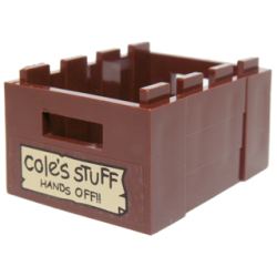 Container, Crate 3 x 4 x 1 2/3 with Handholds with 'cole's STUFF HANDS OFF!!' Pattern (Sticker) - Set 70751