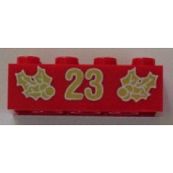 Brick 2 x 4 with Gold Holly and '23' Pattern