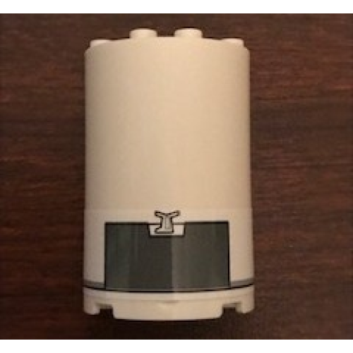 Деталь LEGO 85941pb015 Cylinder Half 2 x 4 x 5 with 1 x 2 Cutout with SW Dark Bluish Gray Hatch Pattern (Sticker) - Set 75244