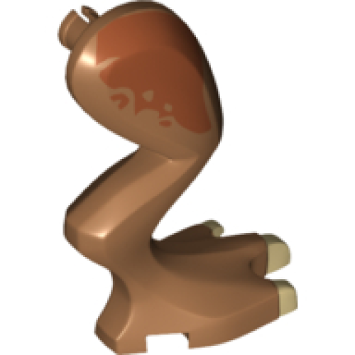 Деталь LEGO 20450pb03 Dinosaur Leg Large (Rear) Stygimoloch Right with Pin, Tan Claws and Dark Orange Blotch Pattern