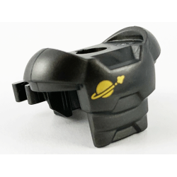 Minifigure Armor Space with Shoulder Protection and 2 Clips with Gold Classic Space Logo Pattern