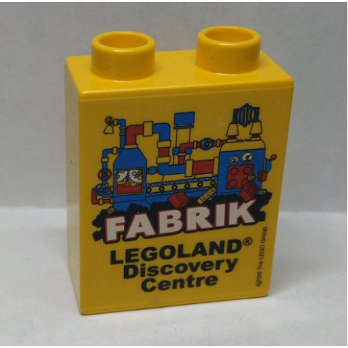 Деталь LEGO 4066pb702 Duplo, Brick 1 x 2 x 2 with LEGOLAND Discovery Centre FABRIK 2016 Pattern