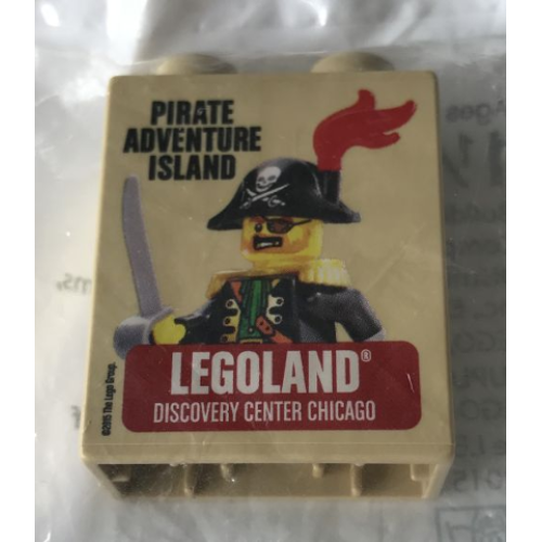 Деталь LEGO 4066pb542 Duplo, Brick 1 x 2 x 2 with Pirate Adventure Island LEGOLAND Discovery Center Chicago Pattern