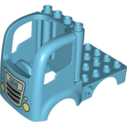 Деталь LEGO 15454pb05 Duplo Car Body Truck 4 x 4 Flatbed with 4 Top Studs with Grille, Headlights, and 'ABC' Pattern