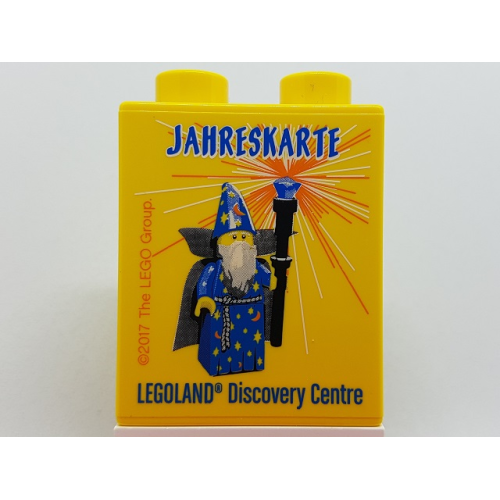 Деталь LEGO 4066pb647 Duplo, Brick 1 x 2 x 2 with JAHRESKARTE LEGOLAND Discovery Centre Pattern