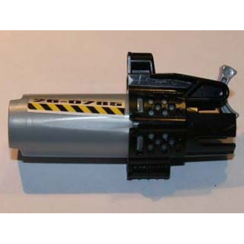 Деталь LEGO 60932cx1pb01 Projectile Launcher, Bionicle Weapon Midak (Zamor) Skyblaster with Black Housing and '26-0786' and Black and Yellow Danger Stripes Pattern on Both Sides (Stickers) - Set 8864