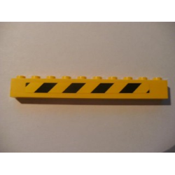 Brick 1 x 10 with Black and Yellow Danger Stripes Pattern Right (Sticker) - Set 7633 Brick 1 x 10 with Black and Yellow Danger Stripes Pattern Right (Sticker) - Set 7633