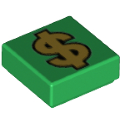 Tile 1 x 1 with Gold Dollar Sign '$' Pattern Tile 1 x 1 with Gold Dollar Sign '$' Pattern