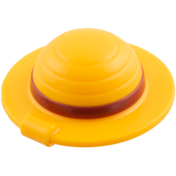 Minifigure, Headgear Straw Hat with Bar Handle with Molded Dark Red Band Pattern