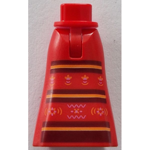 Деталь LEGO 36187c00pb025 Mini Doll Hips and Skirt Full Length with Dark Red and Bright Light Orange Stripes, Medium Lavender Flowers and Wavy Lines Pattern - Thin Hinge