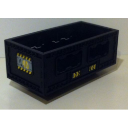 Vehicle, Forklift Load Bin (CyberMaster) with 'C4D' on Both Ends and Black and Yellow Danger Stripes on Side Pattern (Stickers) - Sets 8482 / 8483 Vehicle, Forklift Load Bin (CyberMaster) with 'C4D' on Both Ends and Black and Yellow Danger Stripes on Side Pattern (Stickers) - Sets 8482 / 8483