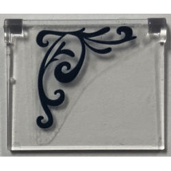 Glass for Window 1 x 4 x 3 - Opening with Dark Blue Ornamental Pattern Model Right Side (Sticker) - Set 41427