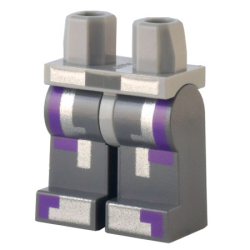 Hips and Dark Bluish Gray Legs with Pixelated Silver and Dark Purple Armor Pattern