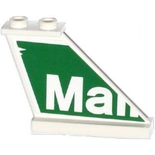 Деталь LEGO 2340pb054 Tail 4 x 1 x 3 with White 'Mall' on Green Background Pattern on Right Side (Sticker) - Set 79120