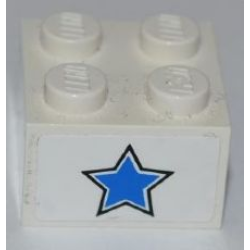 Brick 2 x 2 with Blue Star Pattern (Sticker) - Set 7970 Brick 2 x 2 with Blue Star Pattern (Sticker) - Set 7970