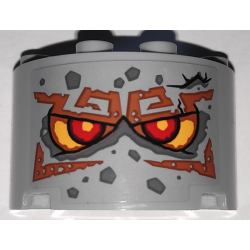 Cylinder Half 2 x 4 x 2 with 1 x 2 Cutout with Stone Face with Red Eyes and Dark Orange Eyebrows Pattern (Sticker) - Set 71747 Cylinder Half 2 x 4 x 2 with 1 x 2 Cutout with Stone Face with Red Eyes and Dark Orange Eyebrows Pattern (Sticker) - Set 71747