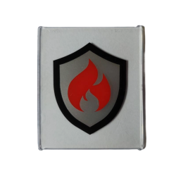 Glass for Window 1 x 6 x 6 Flat Front with Black and Silver Fire Logo Badge with Red Flames Pattern Glass for Window 1 x 6 x 6 Flat Front with Black and Silver Fire Logo Badge with Red Flames Pattern