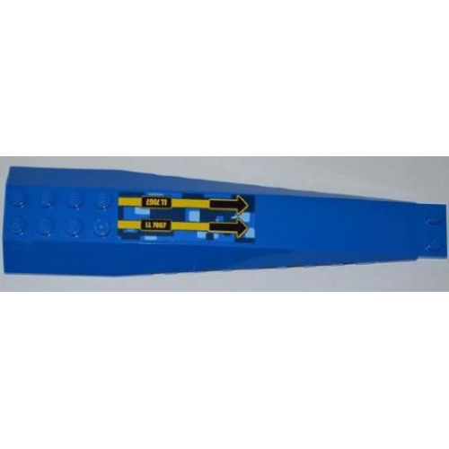Деталь LEGO 45301pb024 Wedge 16 x 4 Triple Curved with Reinforcements with 'LL 7067' and 2 Black Arrows Pattern (Sticker) - Set 7067