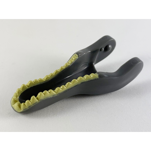 Деталь LEGO 49972pb01 Dinosaur Jaw Lower Baryonyx / Spinosaurus with Tan Teeth Pattern - Dark Bluish Gray