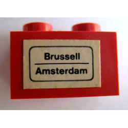 Brick 1 x 2 with 'Brussell - Amsterdam' Pattern (Sticker) - Set 164