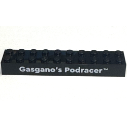 Brick 2 x 10 with White 'Gasgano's Podracer' Pattern Brick 2 x 10 with White 'Gasgano's Podracer' Pattern