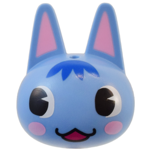 Деталь LEGO 105200pb01 Minifigure, Head, Modified Cat with Pointed Ears with Molded Bright Pink Auricles and Printed Black Eyes, Blue Fur, Bright Pink Cheeks, and Magenta Mouth Pattern
