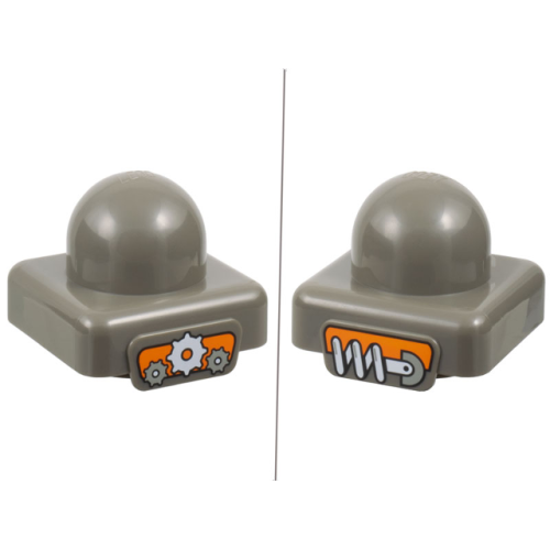 Деталь LEGO 45210pb03 Primo Plate 1 x 1 with Plates with Gears and Auger on Opposite Sides Pattern