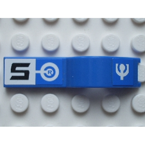 Деталь LEGO 50947pb005R Vehicle, Mudguard 1 x 4 1/2 with Black Number 5 on White Square and Headlight Pattern Model Right Side (Stickers) - Sets 6111 / 8662