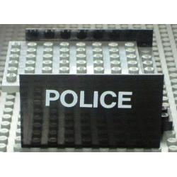 Boat, Hull Smooth Middle 8 x 6 x 3 1/3 with Light Gray Deck with 'POLICE' Pattern on Both Sides (Stickers) - Sets 314-1 / 709-1 Boat, Hull Smooth Middle 8 x 6 x 3 1/3 with Light Gray Deck with 'POLICE' Pattern on Both Sides (Stickers) - Sets 314-1 / 709-1