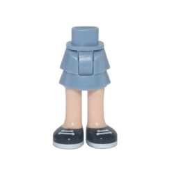 Mini Doll Hips and Skirt Layered, Light Nougat Legs and Black Shoes with White Laces Pattern - Thick Hinge