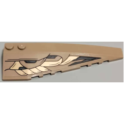 Wedge 10 x 3 Right with Gold and Dark Bluish Gray Armor Plates with Black Outlines Pattern (Sticker) - Set 76237
