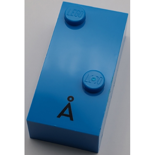 Деталь LEGO 60305pb03 Brick, Braille 2 x 4 with 2 Studs with Black Capitol Letter A with Ring (Å) Pattern (dots-16 ⠡)