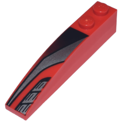 Slope, Curved 6 x 1 with 2 Studs with Silver and Black Pattern Model Left Side Slope, Curved 6 x 1 with 2 Studs with Silver and Black Pattern Model Left Side