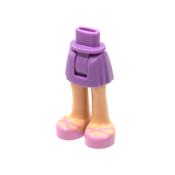 Mini Doll Hips and Skirt, Light Nougat Legs and Bright Pink Shoes Pattern - Thick Hinge