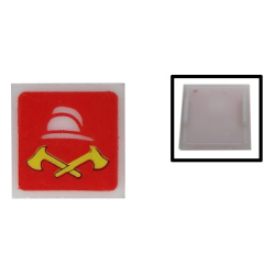 Electric, Light 2 x 2 Clip-On Plate with Fire Logo Pattern Electric, Light 2 x 2 Clip-On Plate with Fire Logo Pattern