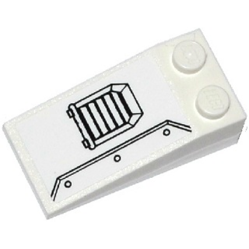 Деталь LEGO 30363pb026L Slope 18 4 x 2 with Air Vent and Riveted Metal Plate Pattern Model Left Side (Sticker) - Set 75918