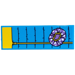 Tile 2 x 6 with Sleeping Bag with Yellow Inside and Zipper, Medium Lavender Shower Cap with White Dots Pattern (Sticker) - Set 42654