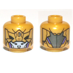 Minifigure, Head Alien Chitauri with Armor Panels, Black Eye Holes, Light Bluish Gray and Dark Purple Mouth Cover Pattern