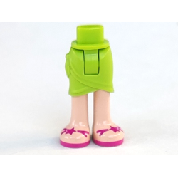 Mini Doll Hips and Skirt Wrap with Light Nougat Legs and Magenta Sandals with Straps and Stars Pattern - Thick Hinge