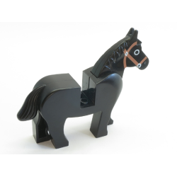 Horse with Black Eyes Circled with White, Brown Bridle Pattern