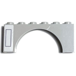 Arch 1 x 6 x 2 - Medium Thick Top without Reinforced Underside with Black Rectangle on White Background Pattern Model Right Side (Sticker) - Set 75309 Arch 1 x 6 x 2 - Medium Thick Top without Reinforced Underside with Black Rectangle on White Background Pattern Model Right Side (Sticker) - Set 75309