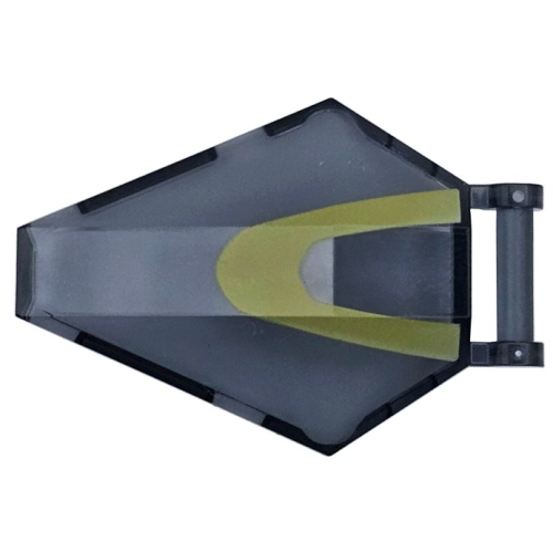 Деталь LEGO 27262pb08 Windscreen 6 x 4 x 1 Hexagonal with Bar Handle with Olive Green Curved Stripe Pattern