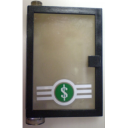 Door 1 x 4 x 5 Left with Trans-Brown Glass and Dollar Sign '$' in Green Circle Pattern (Sticker) - Set 4854 Door 1 x 4 x 5 Left with Trans-Brown Glass and Dollar Sign '$' in Green Circle Pattern (Sticker) - Set 4854